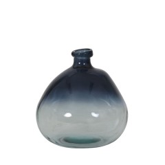 VASE BLUE FAT BOTTLE 